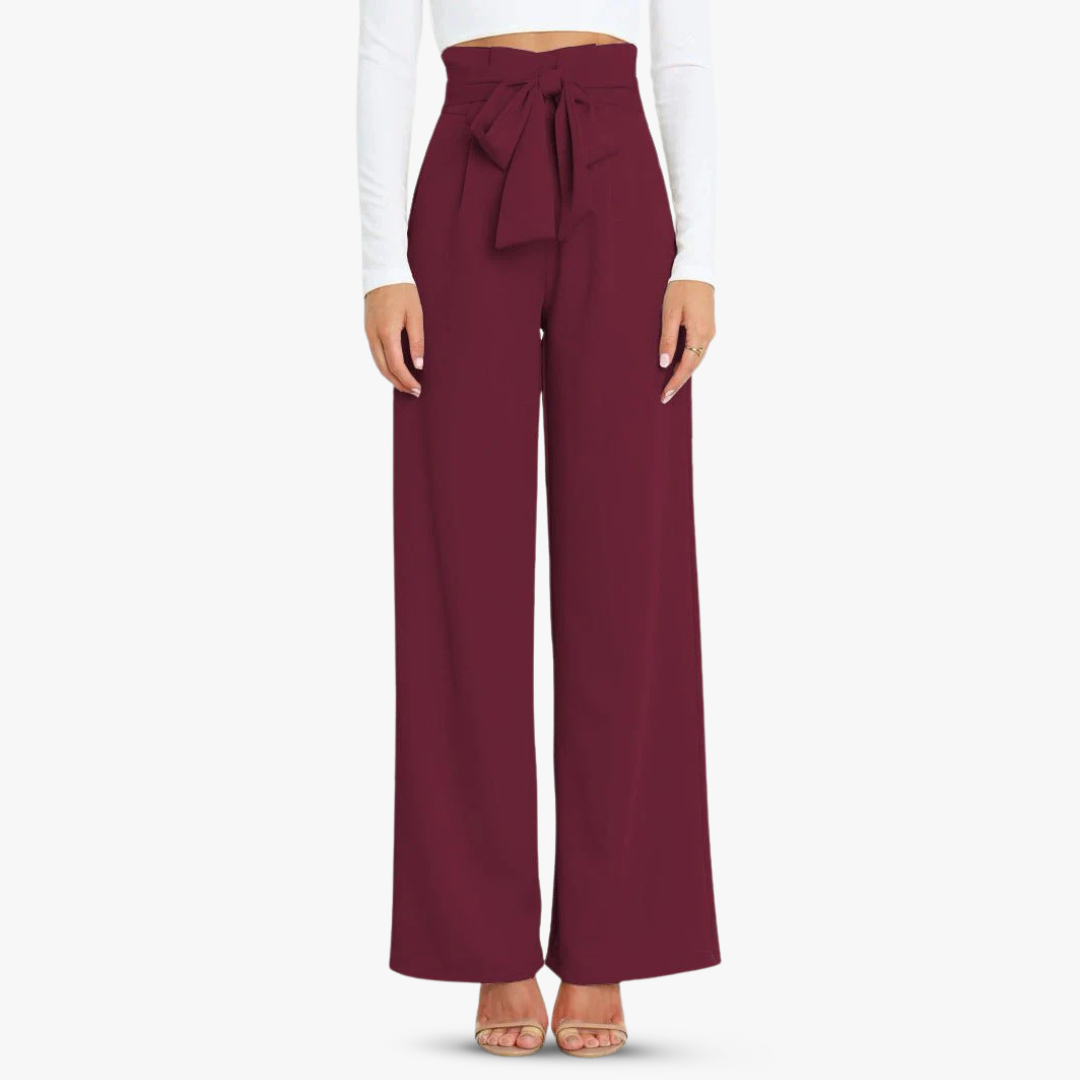 Weite Damen Stoffhose mit Bindegürtel