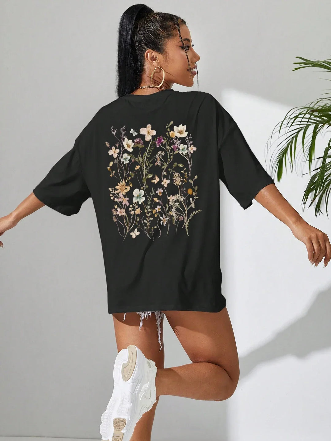 Florales Damen Baumwoll T-Shirt