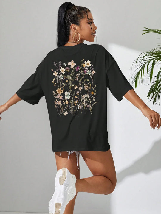 Florales Damen Baumwoll T-Shirt