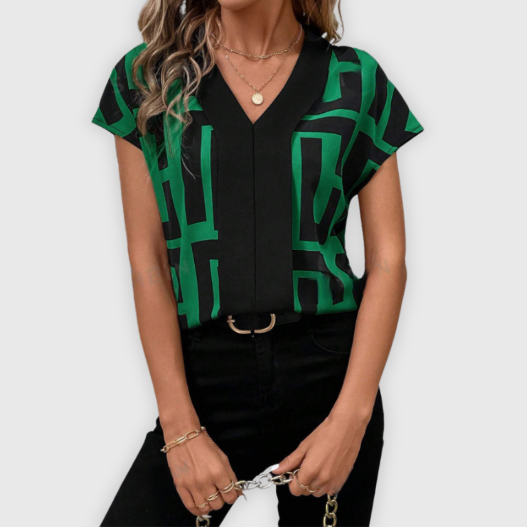 Elegante Damen Bluse V-Ausschnitt Business