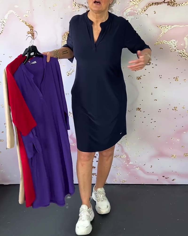 Elegantes Damen Kleid V-Ausschnitt
