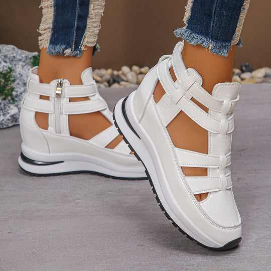 Bequeme Leichte Damen Keilsandalen mit Reißverschluss