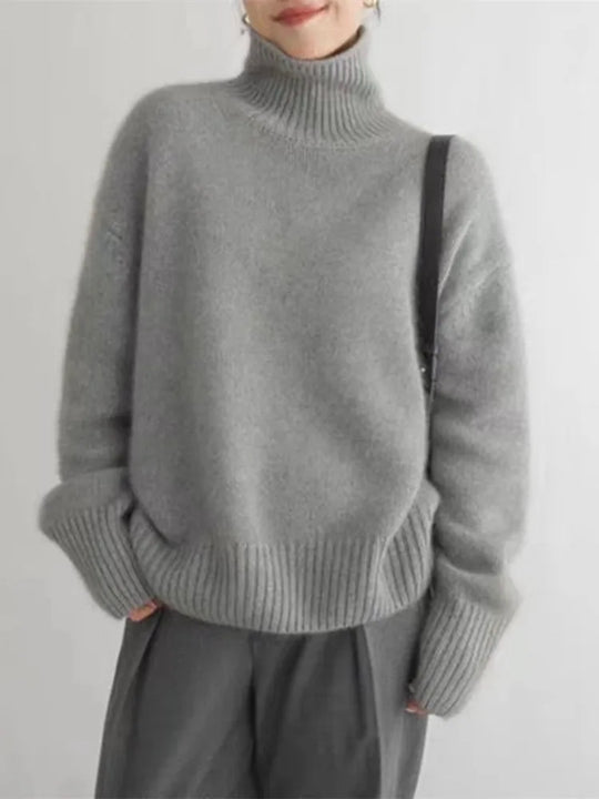 Turtleneck-Pullover mit übergroßen Ärmeln für Damen