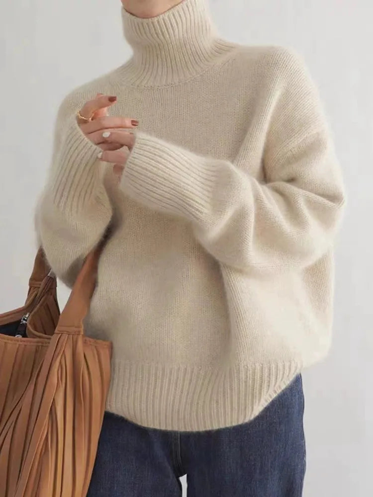 Turtleneck-Pullover mit übergroßen Ärmeln für Damen