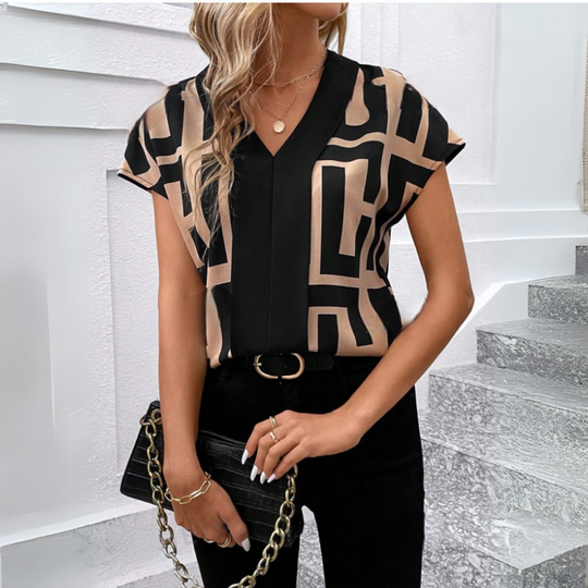 Elegante Damen Bluse V-Ausschnitt Business