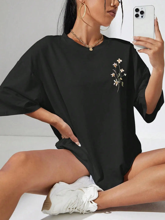 Florales Damen Baumwoll T-Shirt