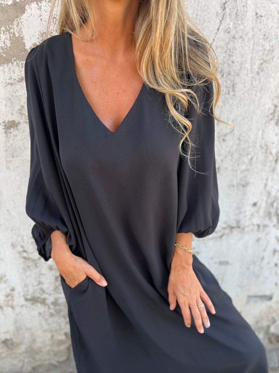 Elegantes Damen V-Ausschnitt Maxikleid