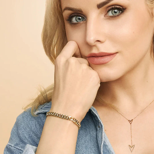 Edles 16k Gold Damen Armband Kubanische Gliederkette