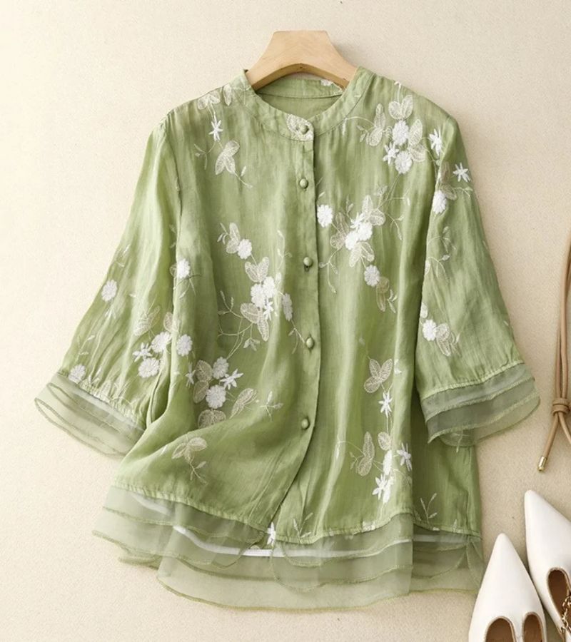 Besticktes Vintage Damen Hemd