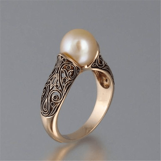 Eleganter Damen Perlenring Gold