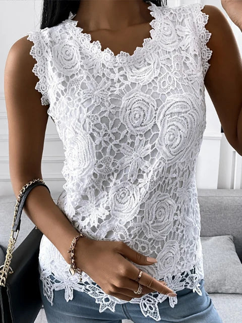 Damen Vintage Spitze Top