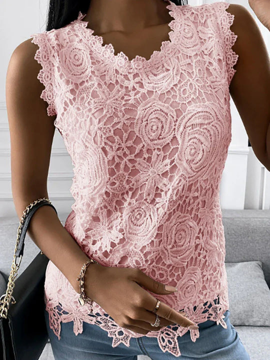 Damen Vintage Spitze Top