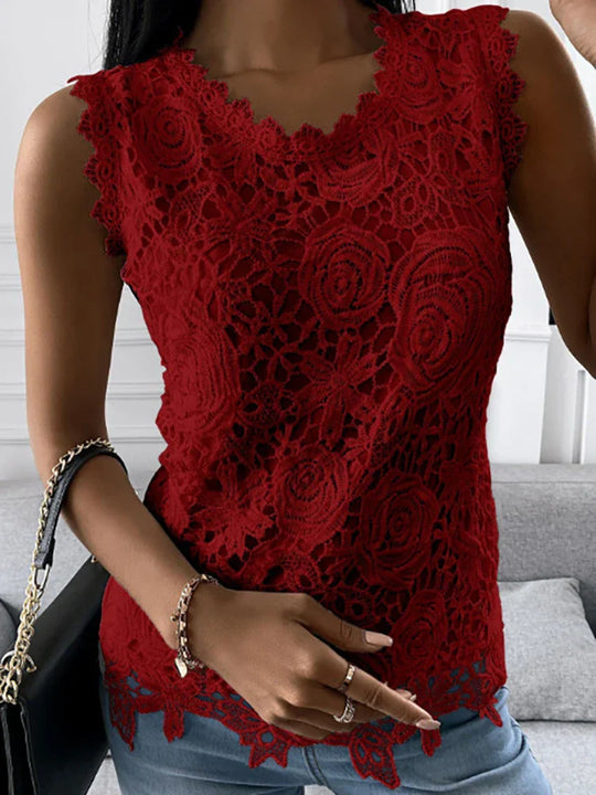 Damen Vintage Spitze Top