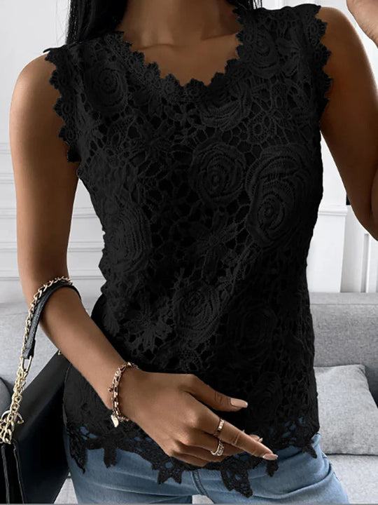 Damen Vintage Spitze Top