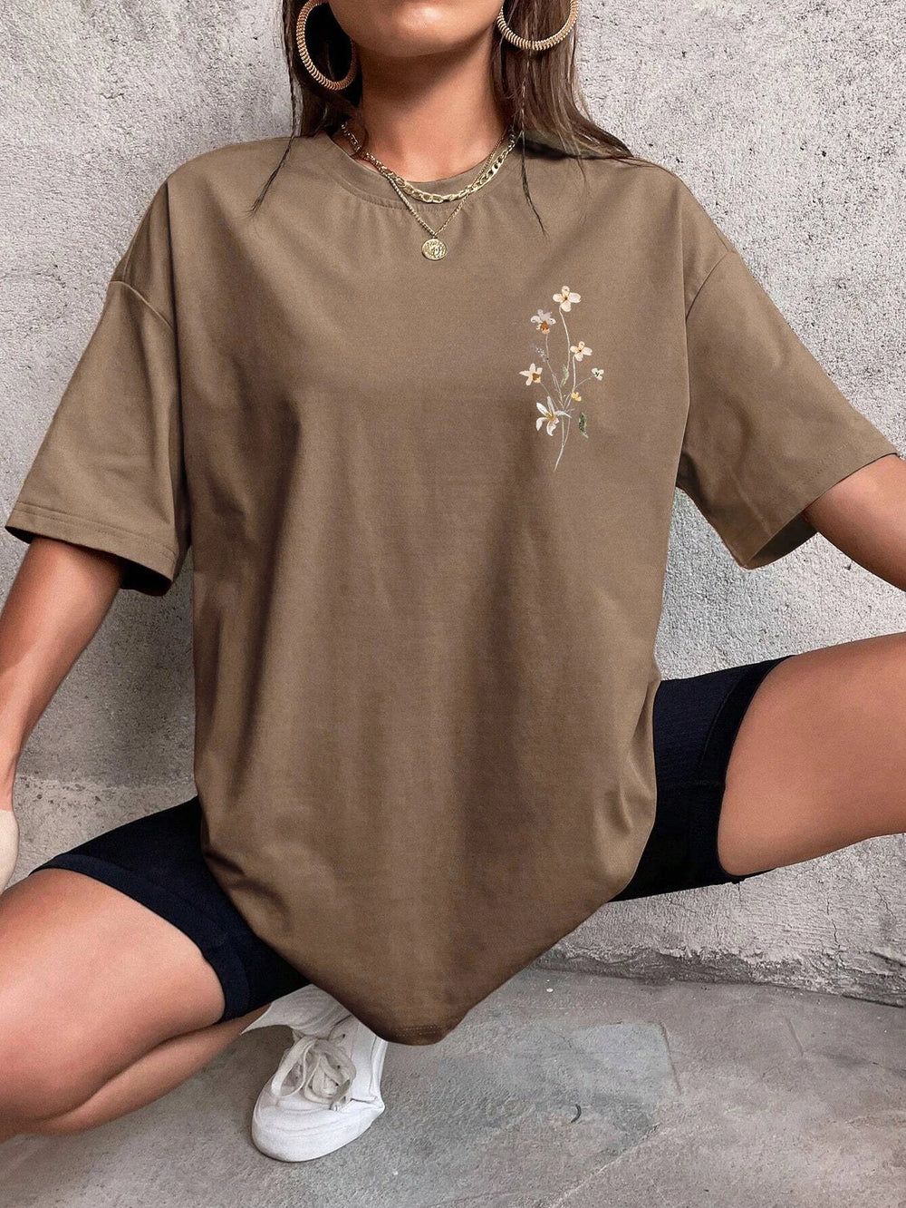 Florales Damen Baumwoll T-Shirt