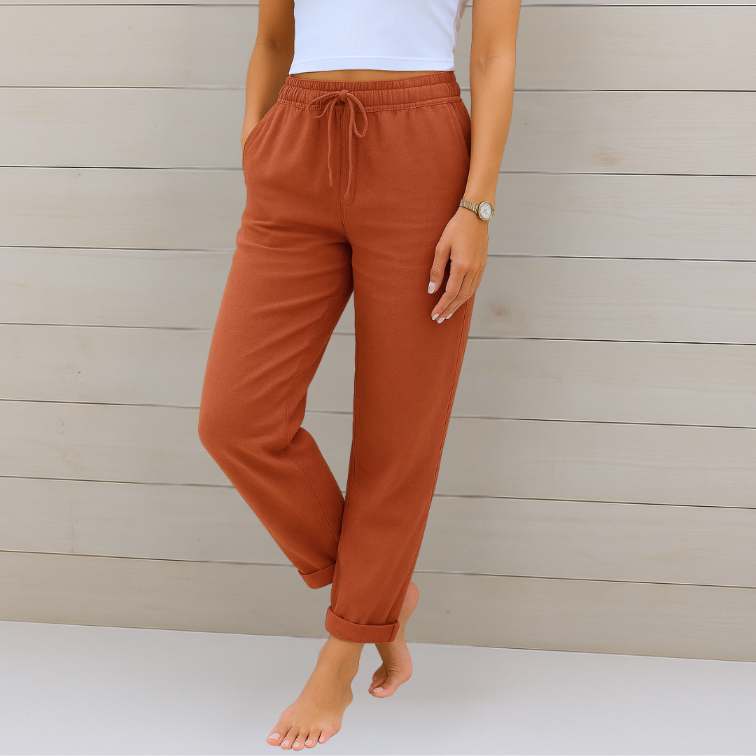 Atmungsaktive Leinen Damen Stoffhose