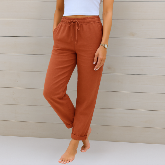 Atmungsaktive Leinen Damen Stoffhose