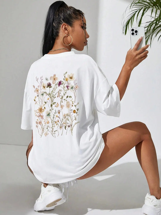 Florales Damen Baumwoll T-Shirt