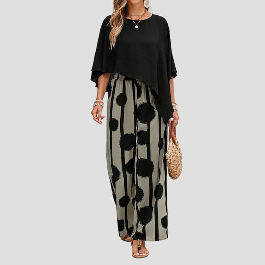 Asymmetrisches Damen Set mit Bedruckter Hose