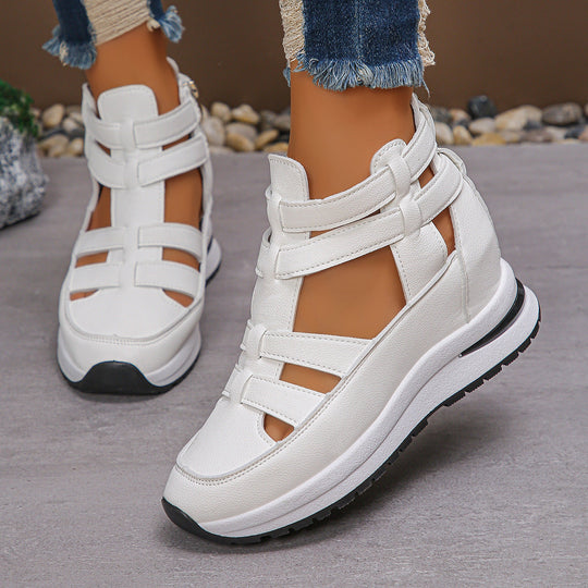 Bequeme Leichte Damen Keilsandalen mit Reißverschluss