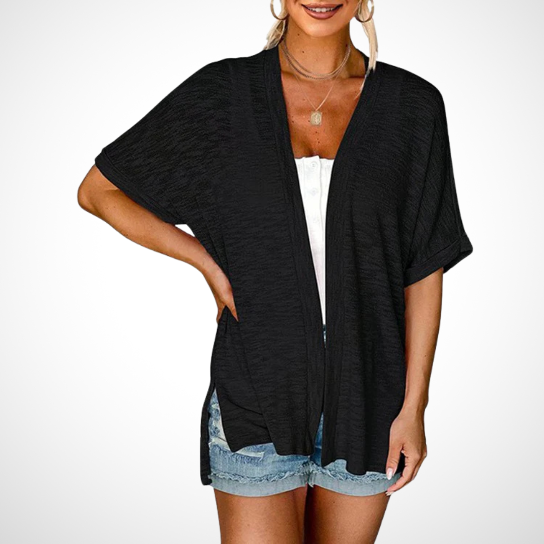 Luftige Kurzarm Damen Strickjacke