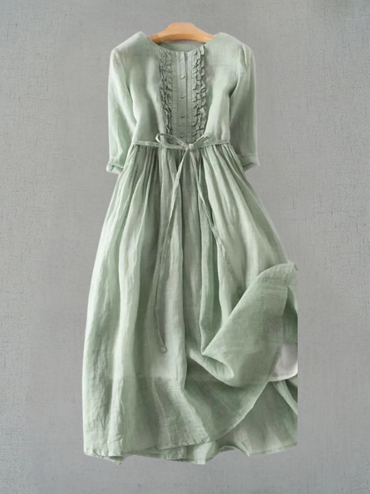 Retro Damen Kleid mit Rundhals und Taillenband
