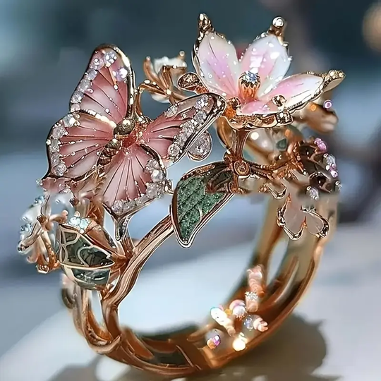 Eleganter Damen Schmetterling Ring mit Zirkonia