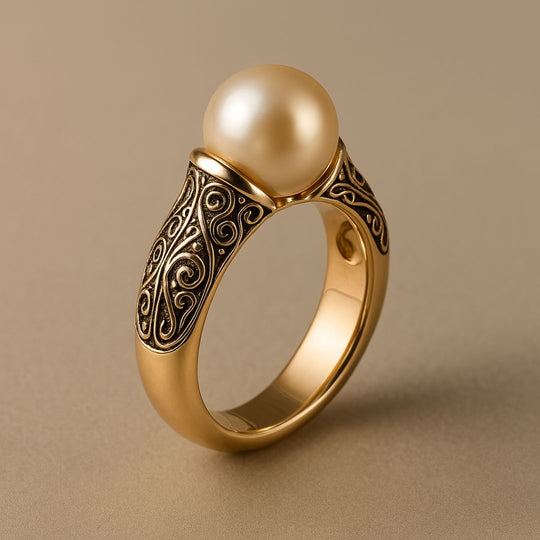 Eleganter Damen Perlenring Gold