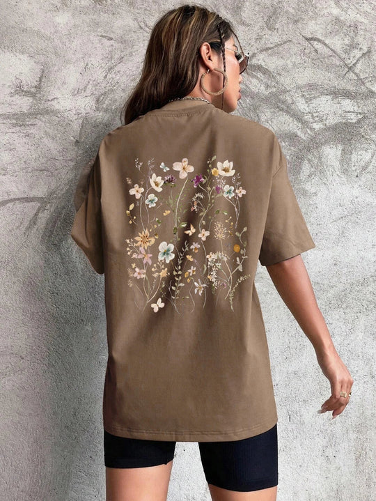 Florales Damen Baumwoll T-Shirt