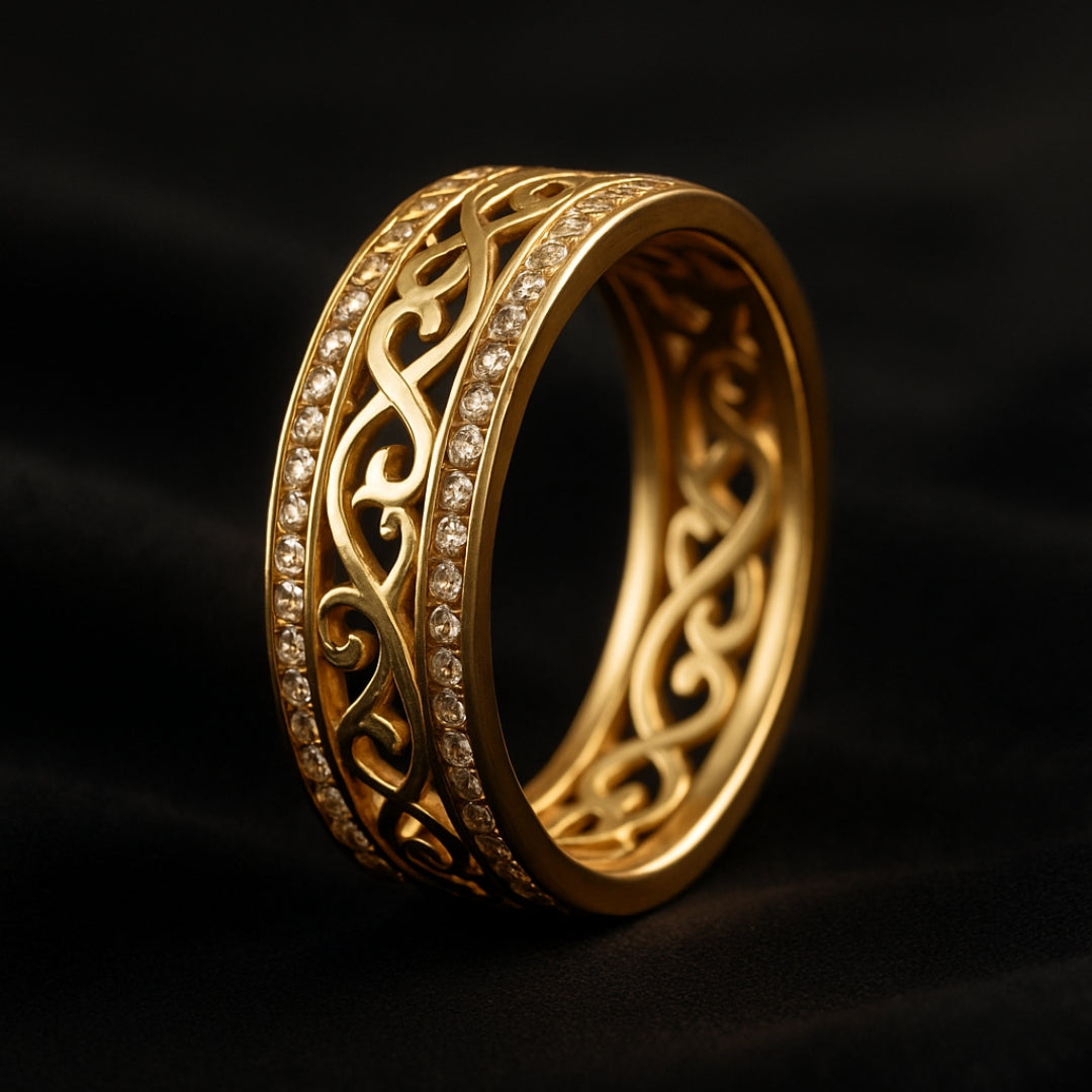 Eleganter Damen Ring Gold Hohl