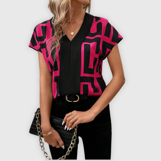 Elegante Damen Bluse V-Ausschnitt Business