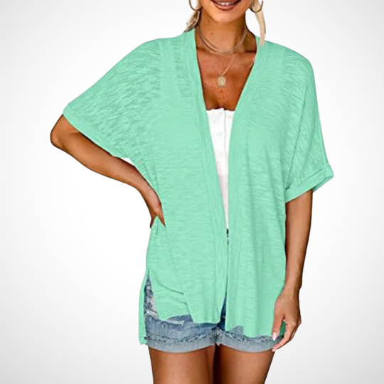 Luftige Kurzarm Damen Strickjacke