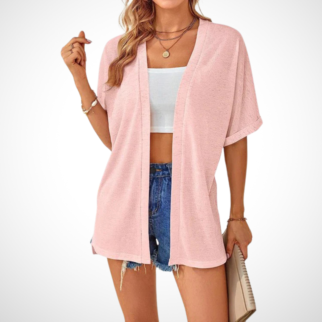 Luftige Kurzarm Damen Strickjacke