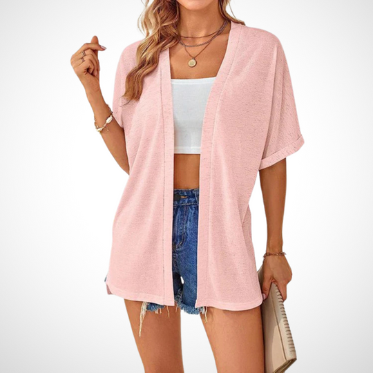 Luftige Kurzarm Damen Strickjacke