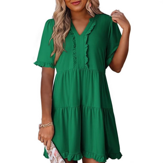 Casual V-Ausschnitt Damen Minikleid