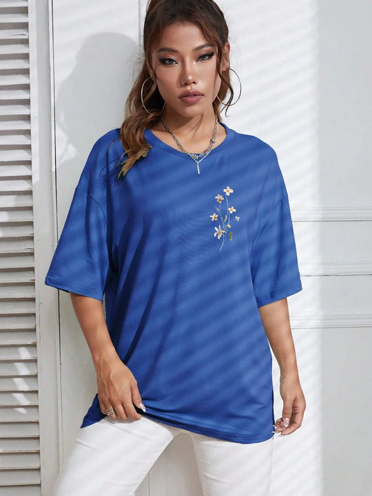 Florales Damen Baumwoll T-Shirt