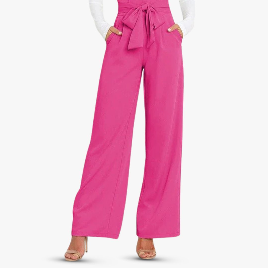 Weite Damen Stoffhose mit Bindegürtel