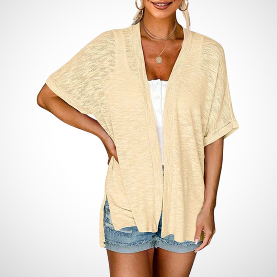Luftige Kurzarm Damen Strickjacke