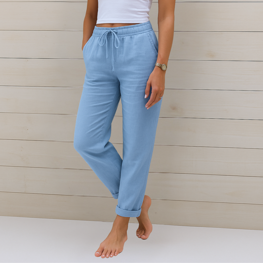 Atmungsaktive Leinen Damen Stoffhose
