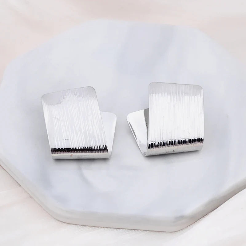 Asymmetrische Minimalistisch Eckige Damen Ohrstecker