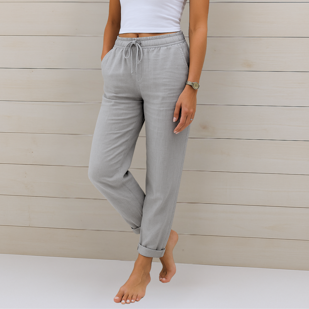 Atmungsaktive Leinen Damen Stoffhose