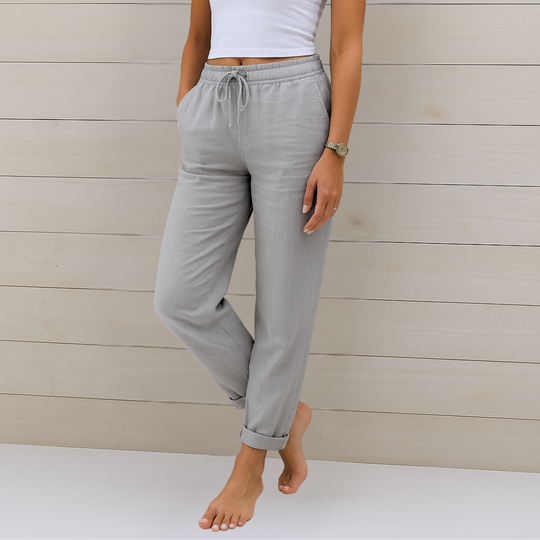 Atmungsaktive Leinen Damen Stoffhose