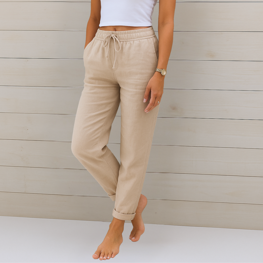 Atmungsaktive Leinen Damen Stoffhose