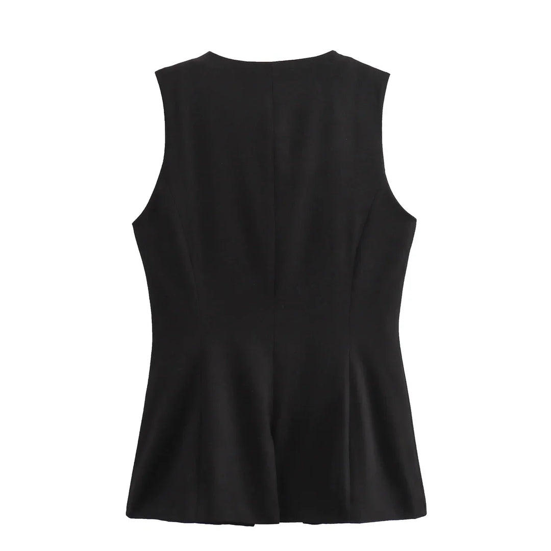 Elegantes Damen Zweiteiler-Set Vintage Kurzarm Knopfleiste