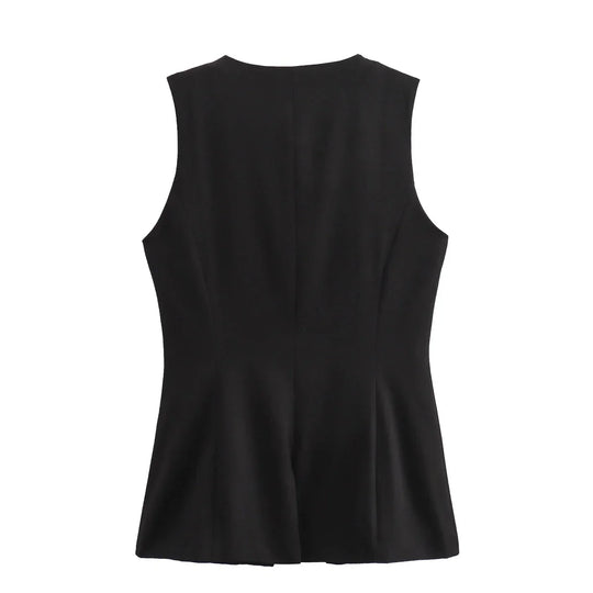 Elegantes Damen Zweiteiler-Set Vintage Kurzarm Knopfleiste