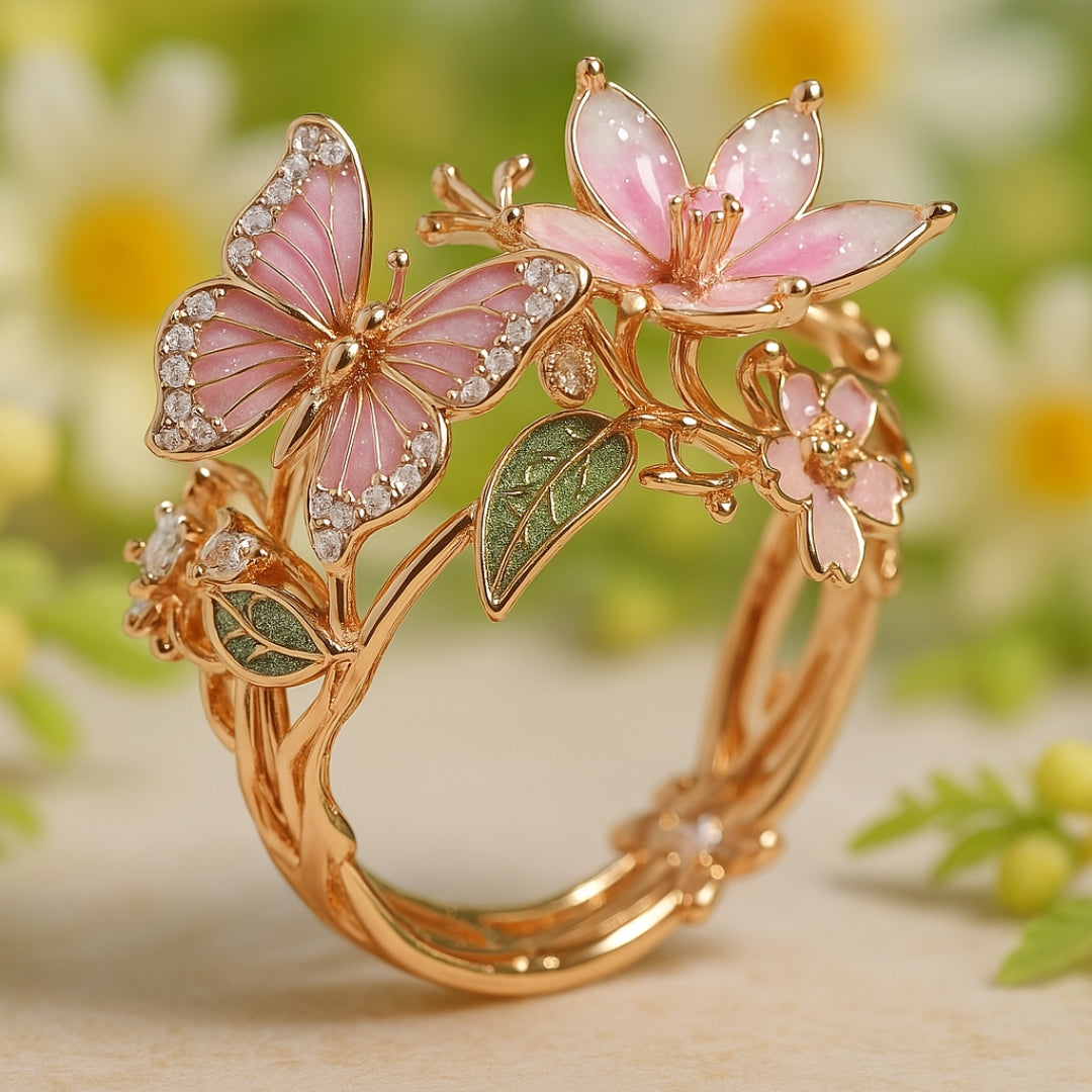 Eleganter Damen Schmetterling Ring mit Zirkonia