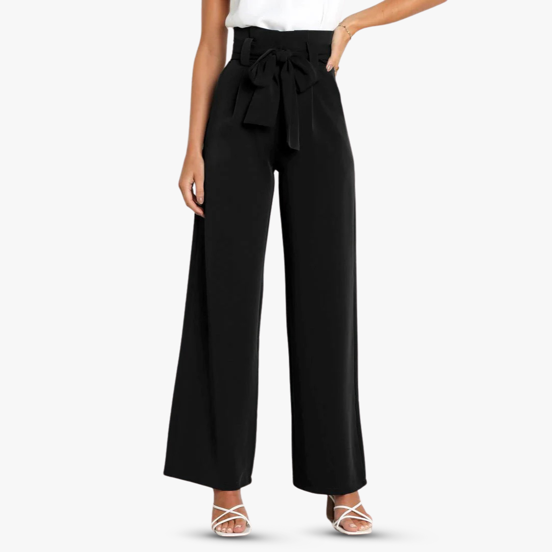 Weite Damen Stoffhose mit Bindegürtel