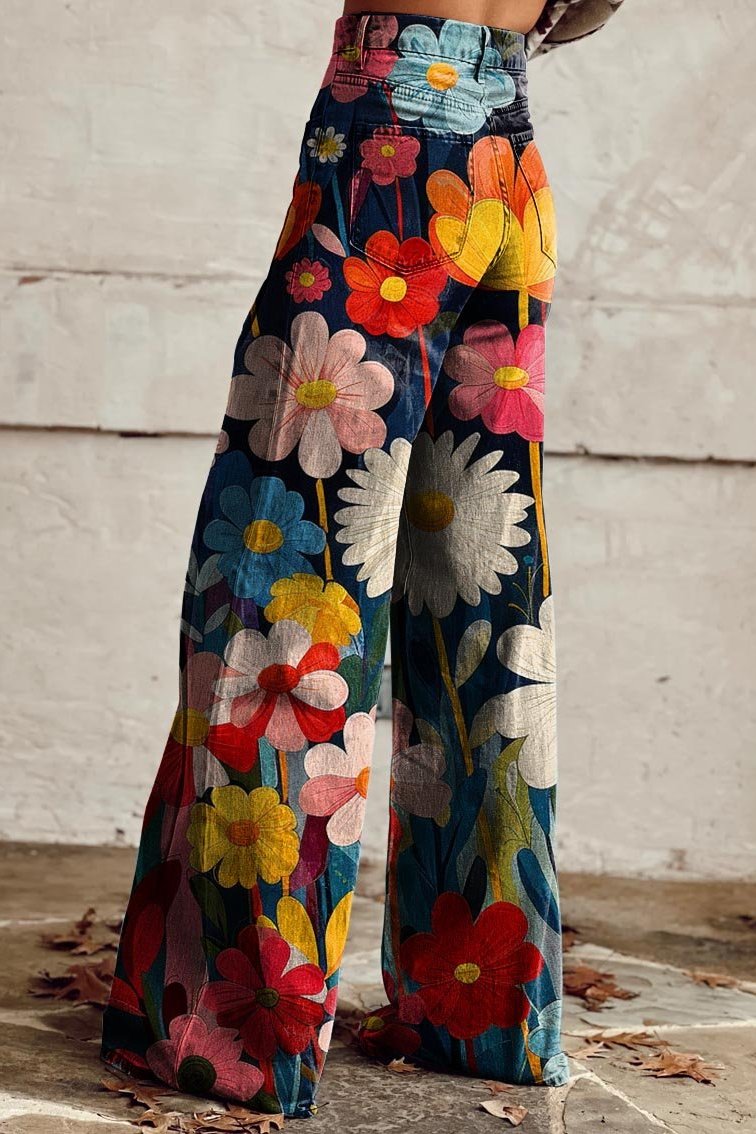 Boho Vintage Damen Stoffhose