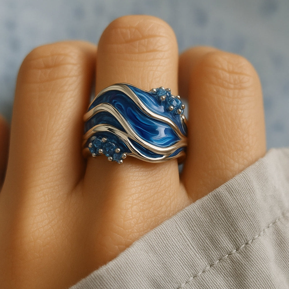 Vintage Goldener Wellenförmiger Damen Ring