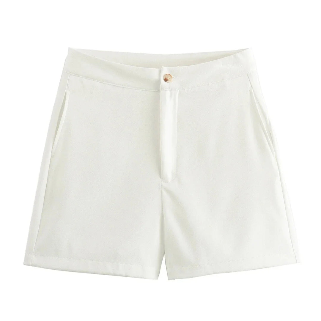 Elegantes Damen Zweiteiler-Set Vintage Kurzarm Knopfleiste